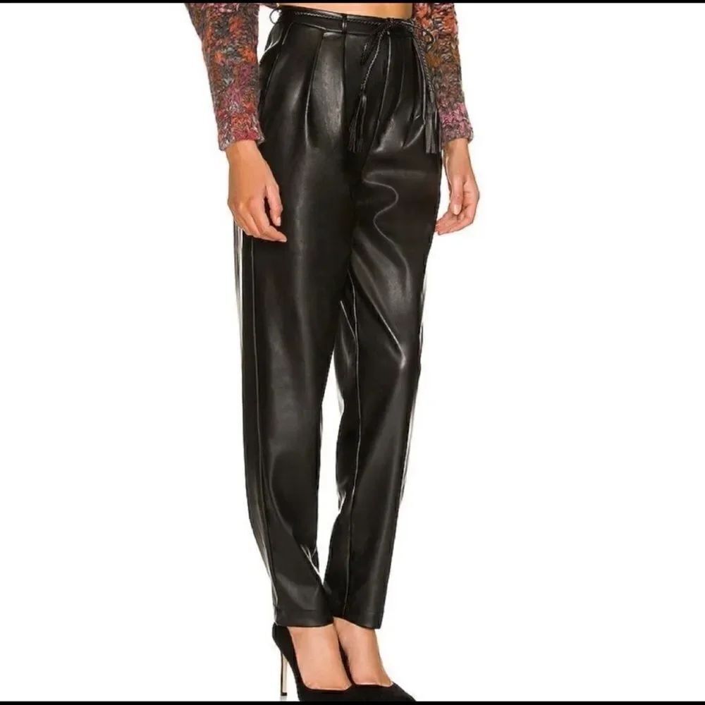 New Mother Denim Jeans Twistie Tie Bounce Hover Faux Leather Pants Size 33 Black